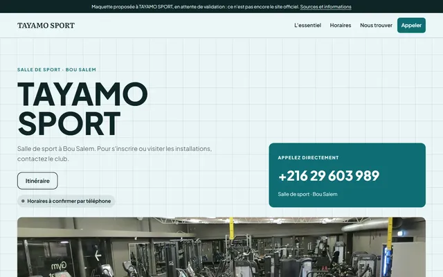 TAYAMO SPORT · Salle de sport à Bou Salem